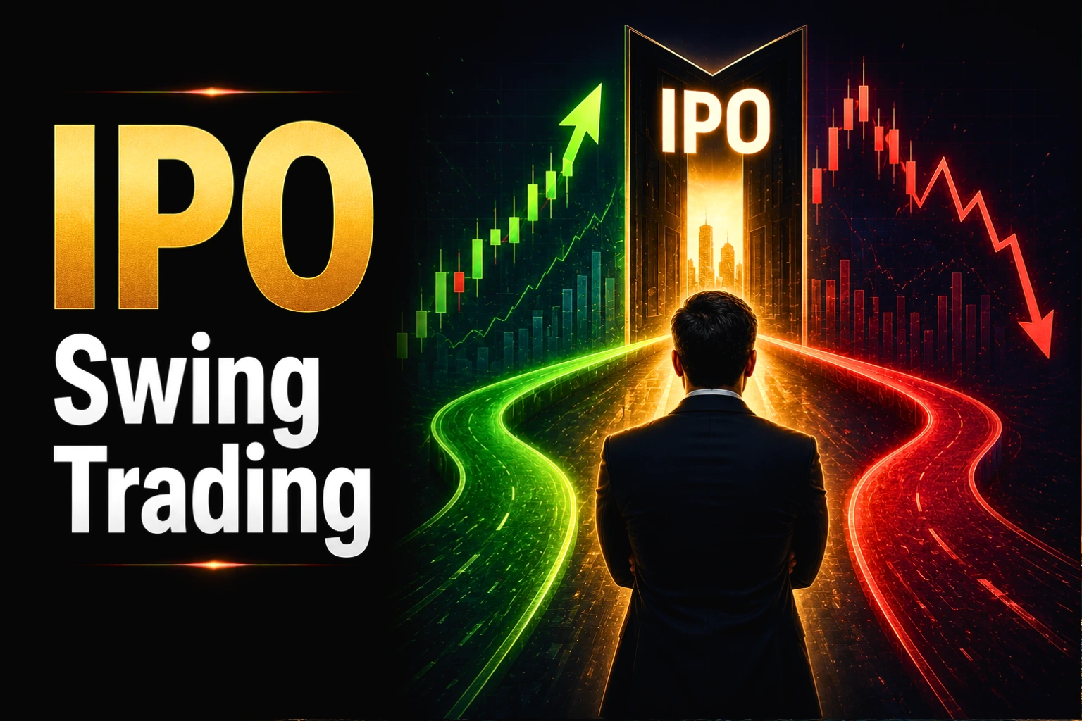 IPO swing trading strategy chart showing momentum breakout and mean reversion entry points