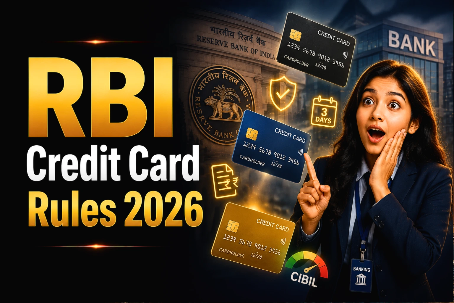 RBI 2026 credit card rules showing 3-day grace period and late fee calculation